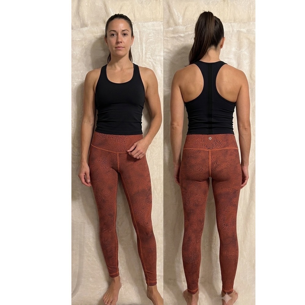 Lululemon Wunder Train HR Tight 25 Crackle‎ Glaze Terracotta LW5DJ7S Size 2